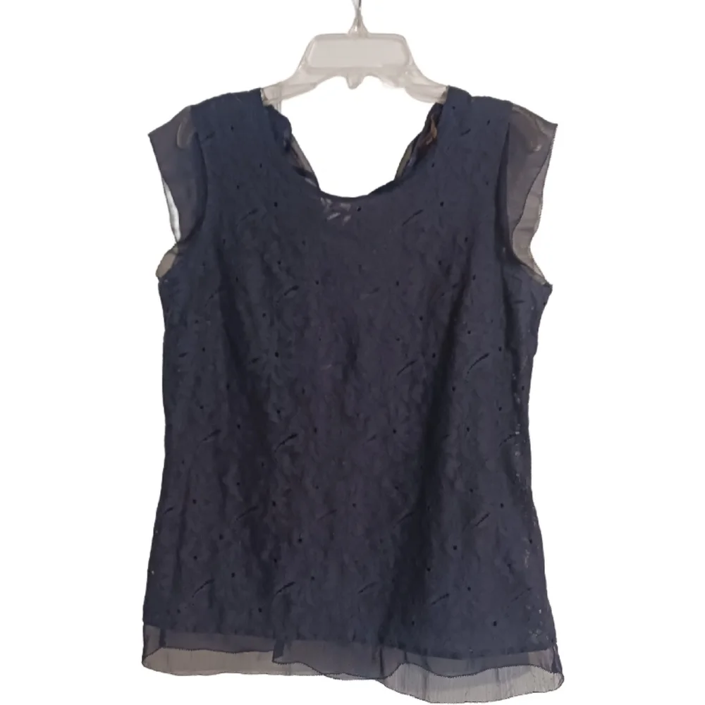 Dark Navy Blue Sheer Top - Picture 1 of 1